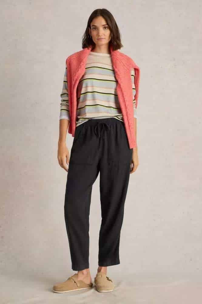 White Stuff Elle Linen Blend Trouser Black - La Vie en Rose Damesmode
