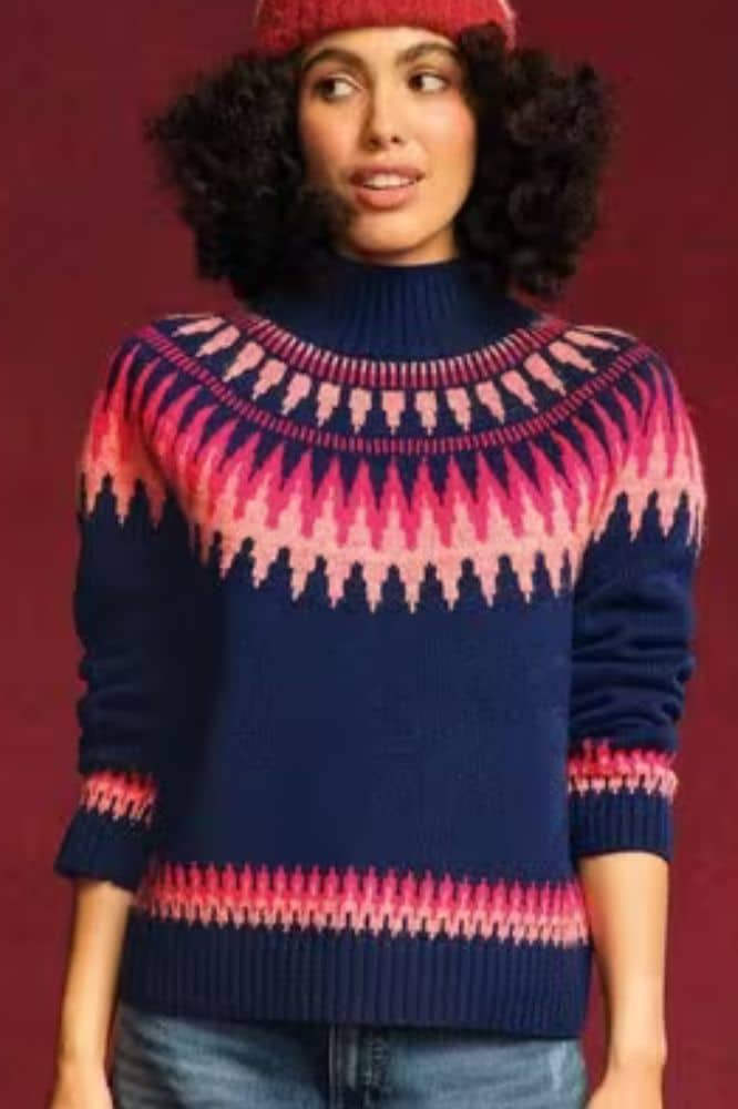 White Stuff Fiona Fair Isle Jumper Navy Multi - La Vie en Rose Damesmode