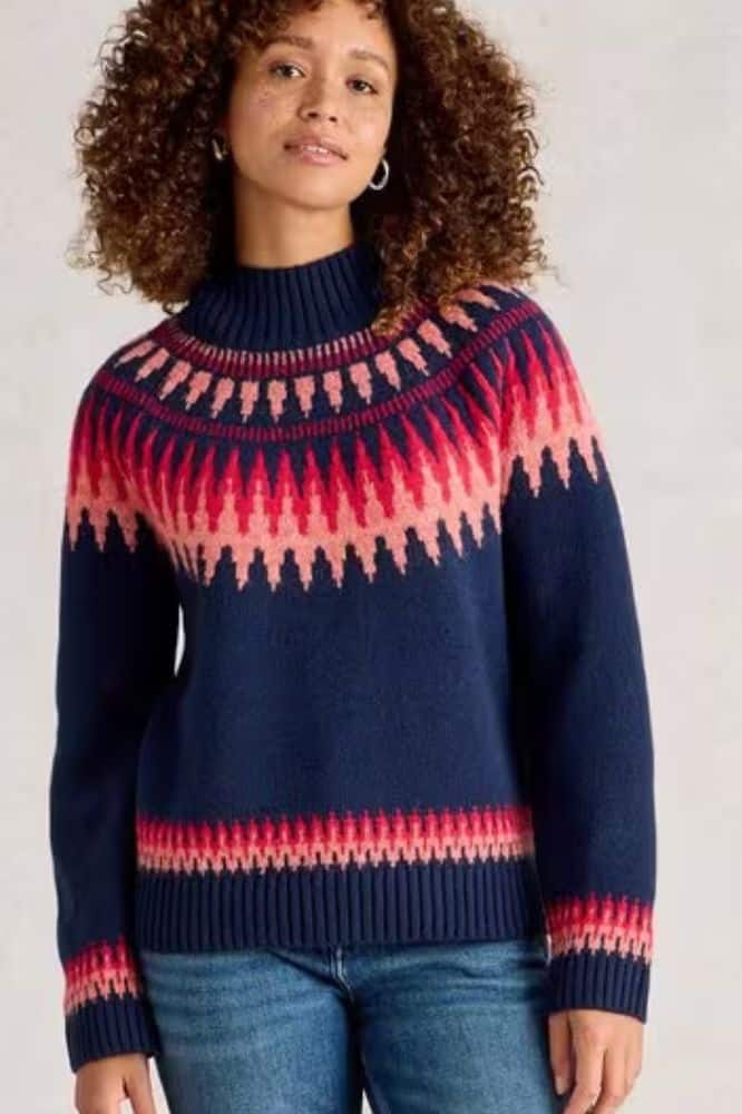 White Stuff Fiona Fair Isle Jumper Navy Multi - La Vie en Rose Damesmode