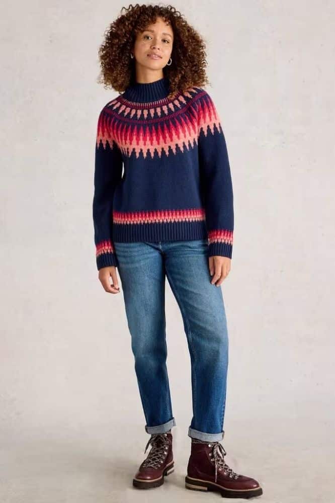 White Stuff Fiona Fair Isle Jumper Navy Multi - La Vie en Rose Damesmode