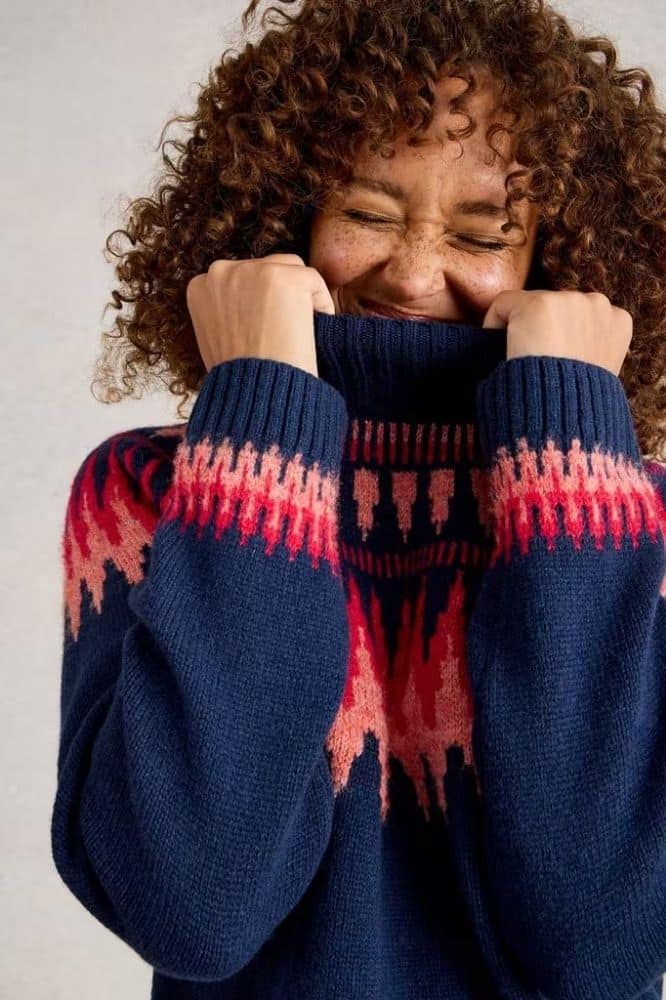 White Stuff Fiona Fair Isle Jumper Navy Multi - La Vie en Rose Damesmode