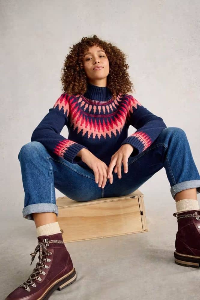 White Stuff Fiona Fair Isle Jumper Navy Multi - La Vie en Rose Damesmode
