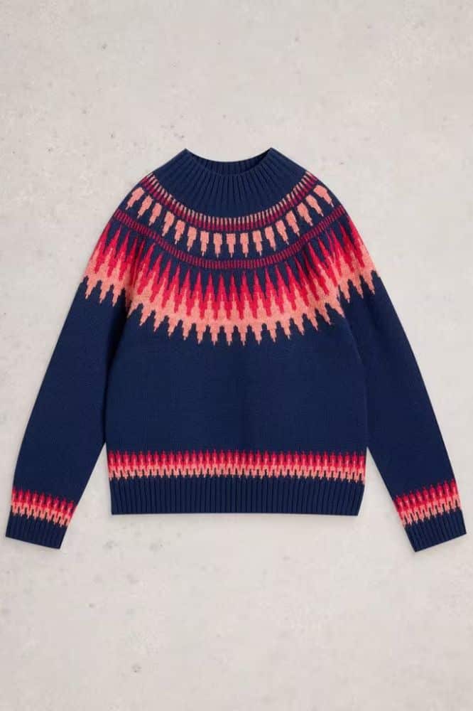 White Stuff Fiona Fair Isle Jumper Navy Multi - La Vie en Rose Damesmode