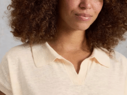 White Stuff Ginni Linen Polo Tee Natural White