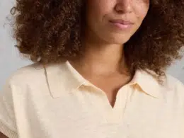 White Stuff Ginni Linen Polo Tee Natural White