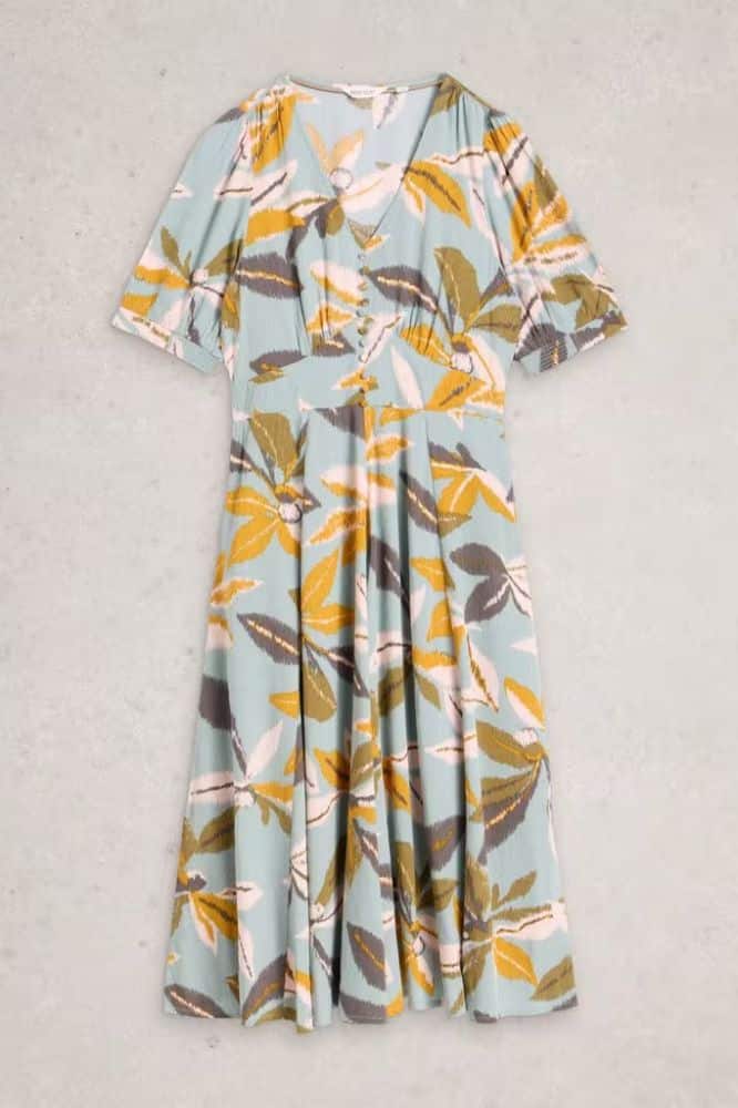 White Stuff Hazel Bias Cut Dress Blue Multi - La Vie en Rose Damesmode