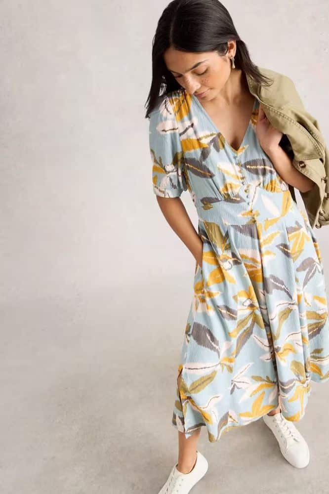 White Stuff Hazel Bias Cut Dress Blue Multi - La Vie en Rose Damesmode