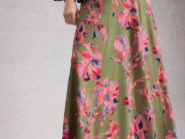 White Stuff Hope Bias Cut Maxi Skirt Green Multi