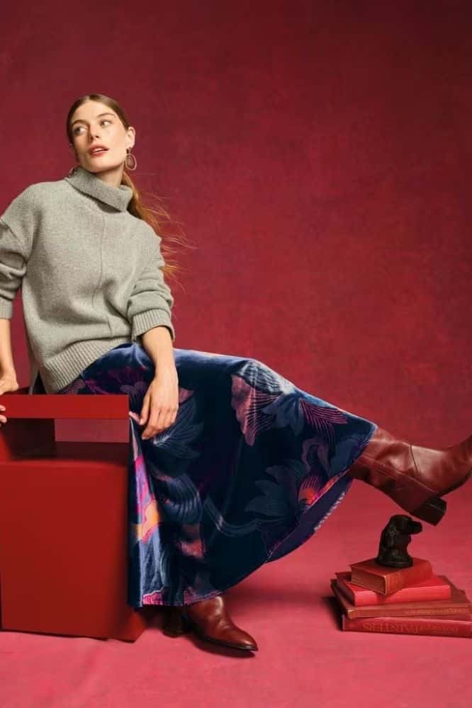 White Stuff Hope Bias Velvet Skirt - La Vie en Rose Damesmode