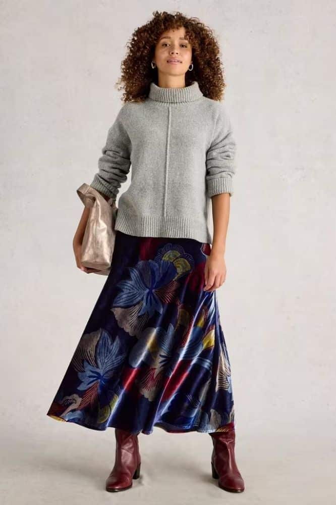 White Stuff Hope Bias Velvet Skirt - La Vie en Rose Damesmode