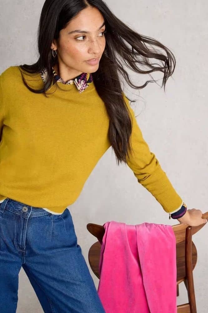 White Stuff Katie Jumper Merino Mid Chartreuse - La Vie en Rose Damesmode