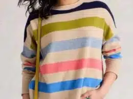 White Stuff Kitty Stripe Cashmere Jumper Nat Multi - La Vie en Rose Damesmode