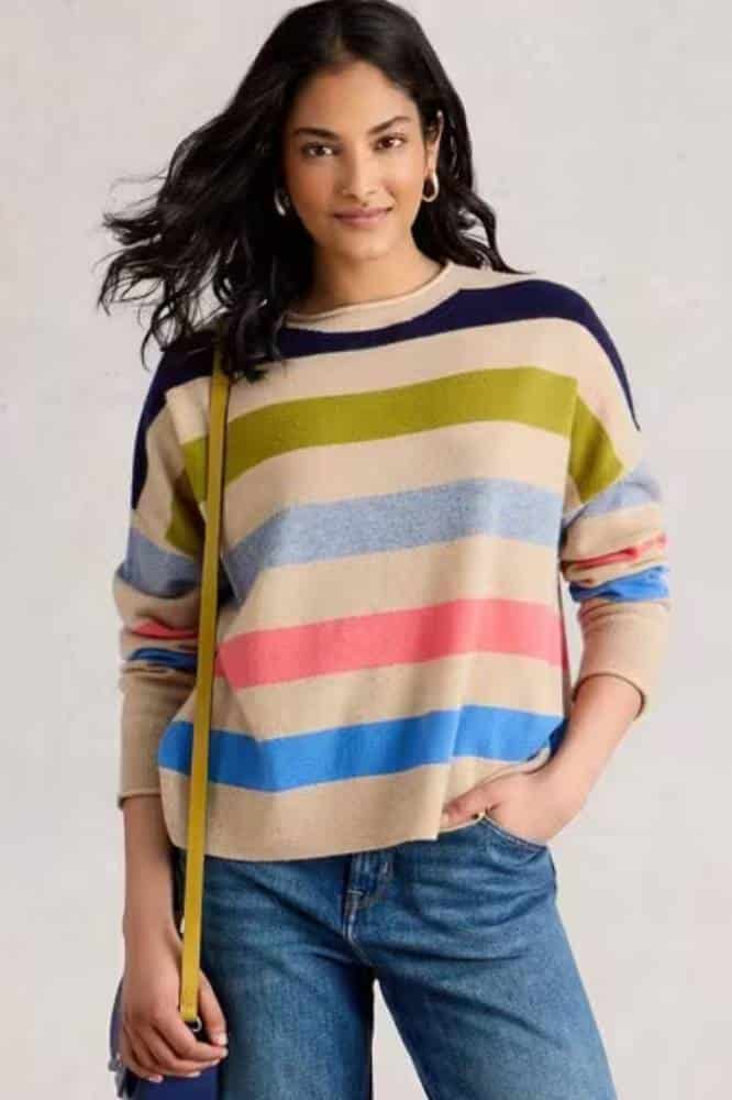 White Stuff Kitty Stripe Cashmere Jumper Nat Multi - La Vie en Rose Damesmode