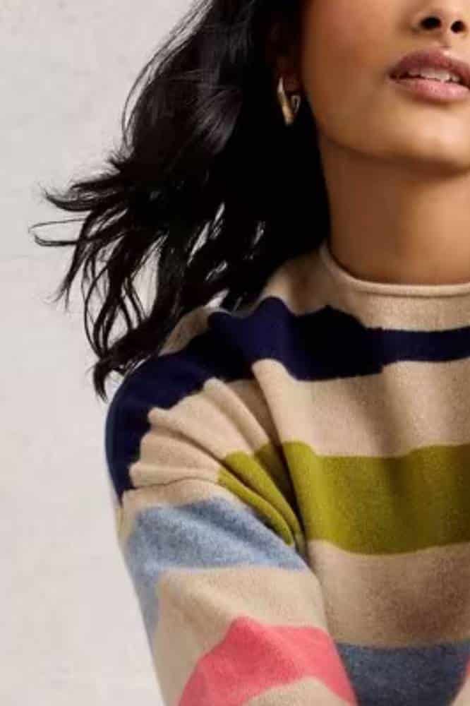 White Stuff Kitty Stripe Cashmere Jumper Nat Multi - La Vie en Rose Damesmode