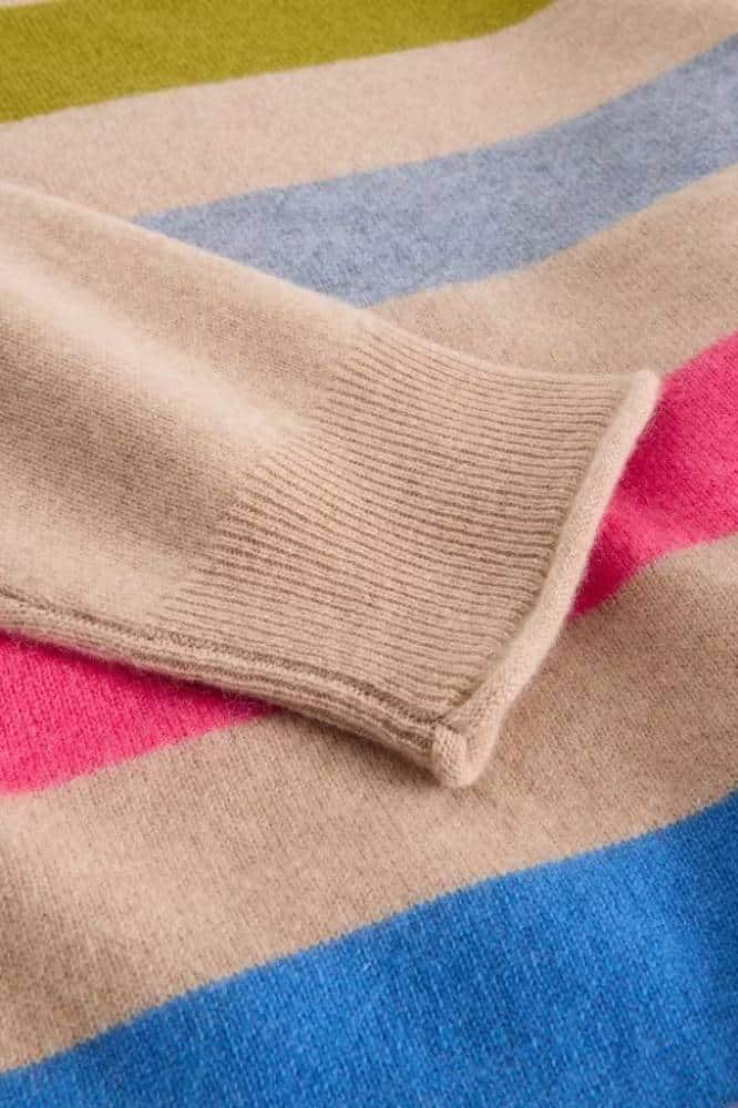 White Stuff Kitty Stripe Cashmere Jumper Nat Multi - La Vie en Rose Damesmode