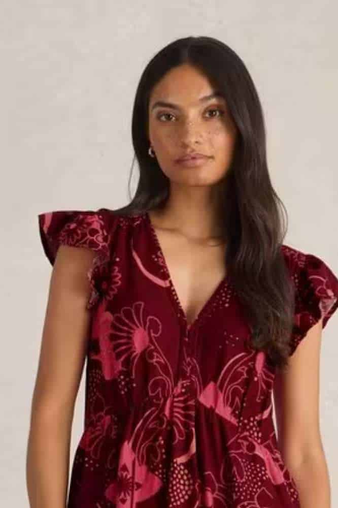 White Stuff Lorna Linen Blend Maxi Dress Red Multi - La Vie en Rose Damesmode