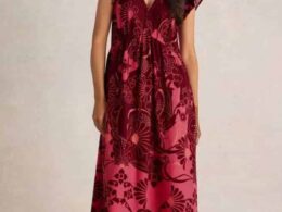 White Stuff Lorna Linen Blend Maxi Dress Red Multi - La Vie en Rose Damesmode