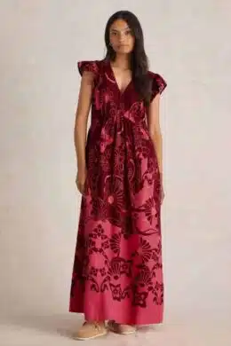 White Stuff Lorna Linen Blend Maxi Dress Red Multi - La Vie en Rose Damesmode