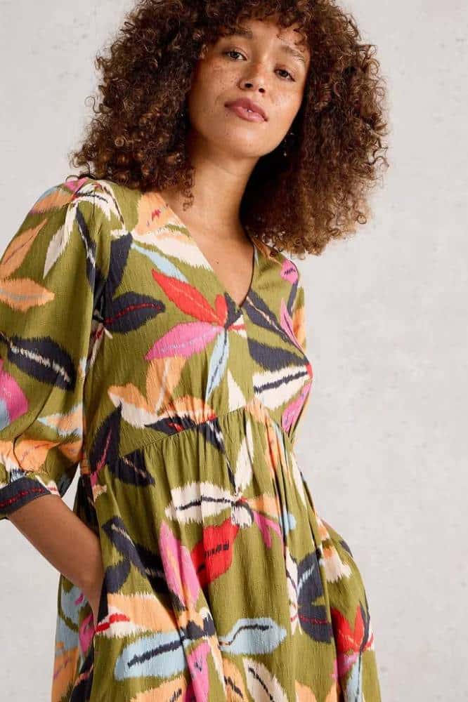 White Stuff Lucy Midi Dress Green Multi - La Vie en Rose Damesmode