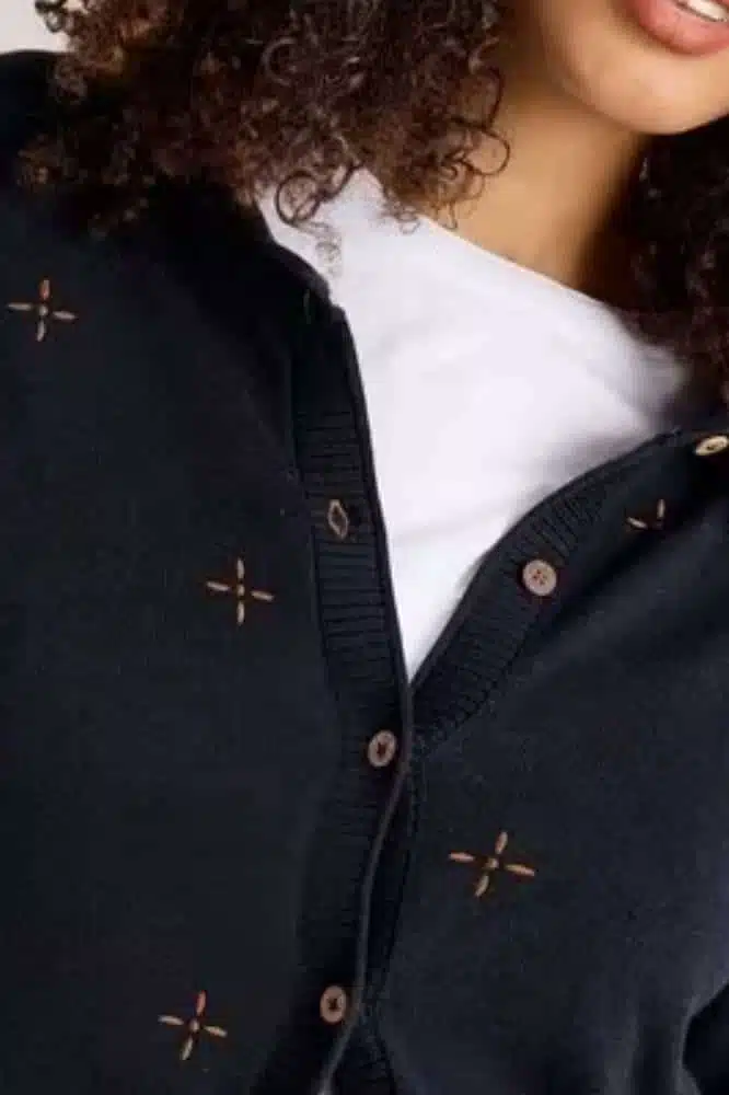 White Stuff Lulu Embroidered Cardi Navy Multi - La Vie en Rose Damesmode