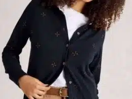 White Stuff Lulu Embroidered Cardi Navy Multi - La Vie en Rose Damesmode