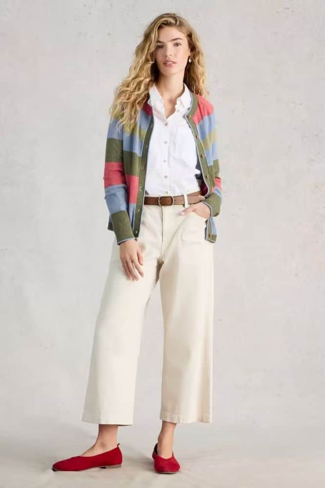 White Stuff Lulu Stripe Cardi Green Multi - La Vie en Rose Damesmode