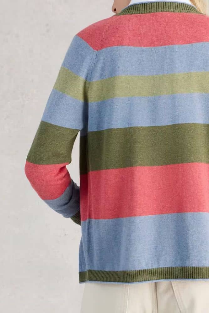 White Stuff Lulu Stripe Cardi Green Multi - La Vie en Rose Damesmode