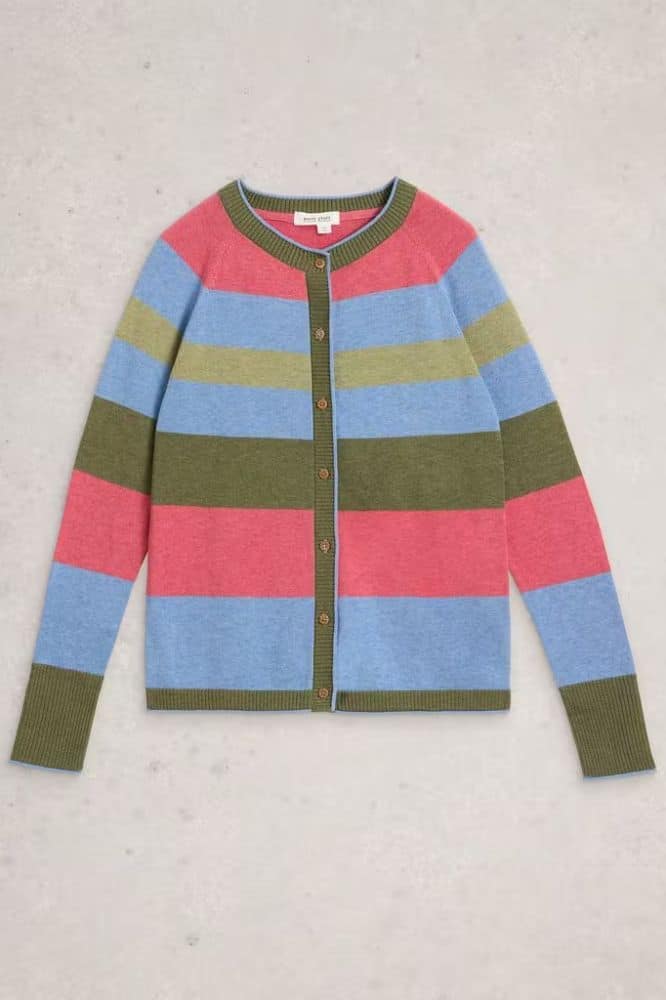 White Stuff Lulu Stripe Cardi Green Multi - La Vie en Rose Damesmode
