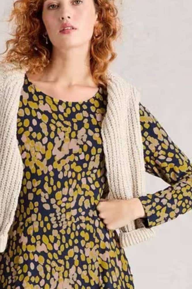 White Stuff Madeline Jersey Dress Chartreuse Multi - La Vie en Rose Damesmode