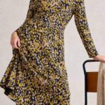 White Stuff Madeline Jersey Dress Chartreuse Multi - La Vie en Rose Damesmode