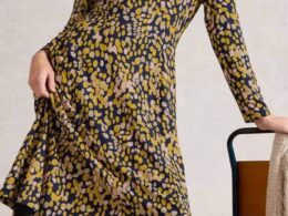 White Stuff Madeline Jersey Dress Chartreuse Multi - La Vie en Rose Damesmode