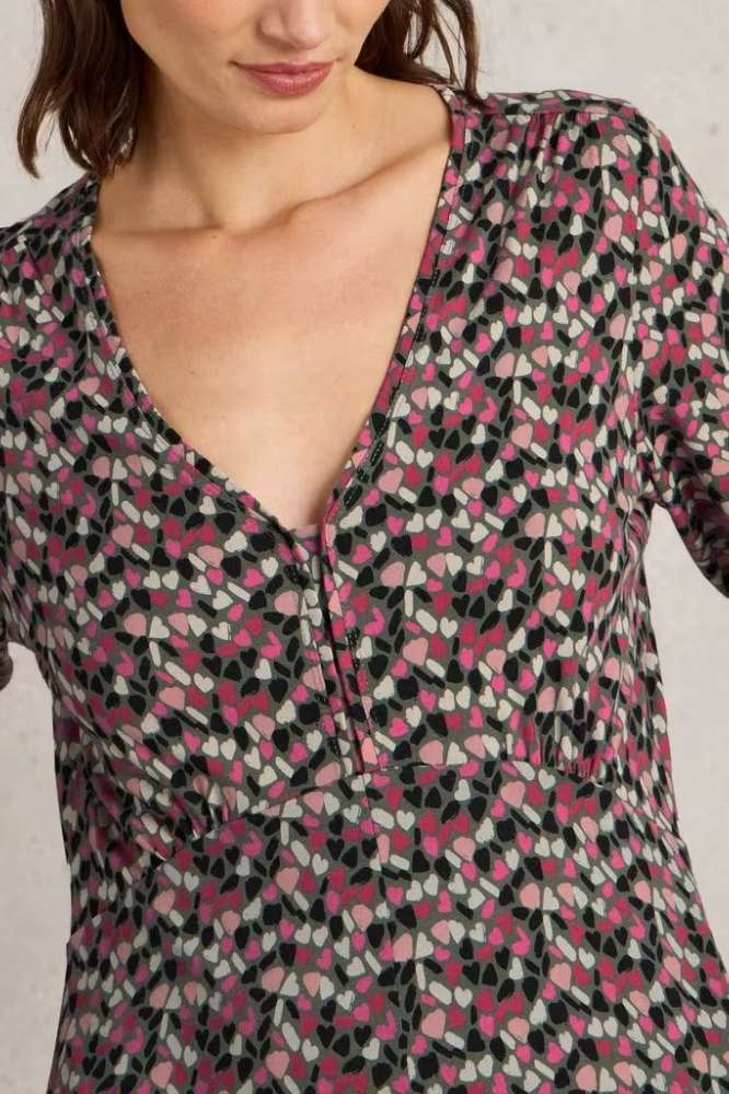 White Stuff Megan Jersey Dress Green Multi - La Vie en Rose Damesmode (1)