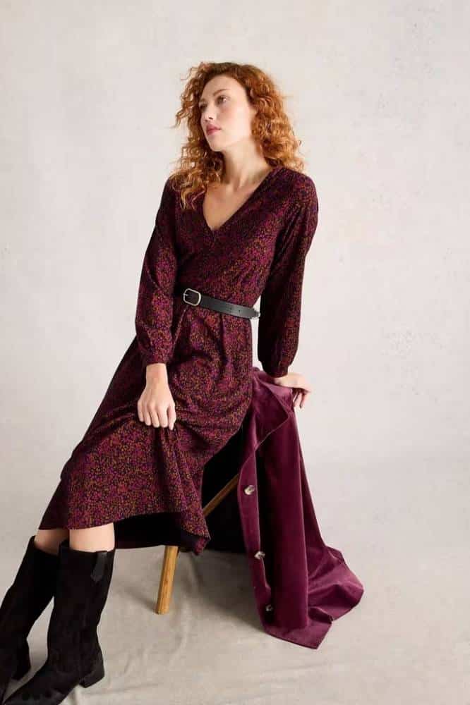 White Stuff Megan Jersey dress Pink Multi - La Vie en Rose Damesmode