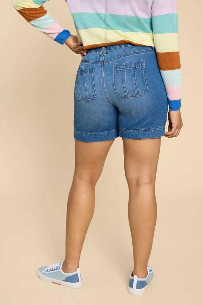 White Stuff Mollie Combat Denim Shorts Mid Denim - La Vie en Rose Damesmode