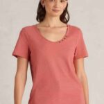 White Stuff Nadia Short Sleeve Tee Mid Coral - La Vie en Rose Damesmode