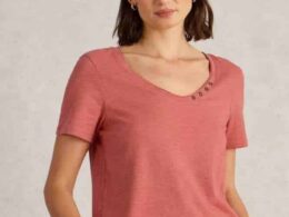 White Stuff Nadia Short Sleeve Tee Mid Coral - La Vie en Rose Damesmode