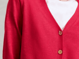 White Stuff Nova Linen Blend Cardi Dark Pink