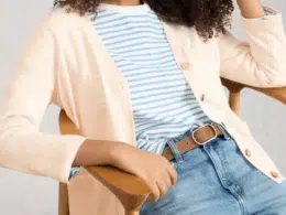 White Stuff Nova Linen Blend Cardi Natural White