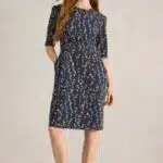 White Stuff Olivia Jersey Dress Navy Print - La Vie en Rose Damesmode (1)