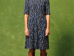 White Stuff Olivia Jersey Dress Navy Print - La Vie en Rose Damesmode (1)