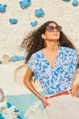 White Stuff Rae Organic Cotton Vest Blue Multi - La Vie en Rose Damesmode