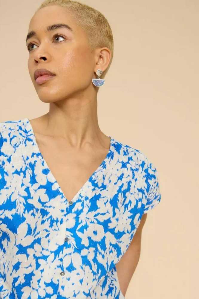 White Stuff Rae Organic Cotton Vest Blue Multi - La Vie en Rose Damesmode