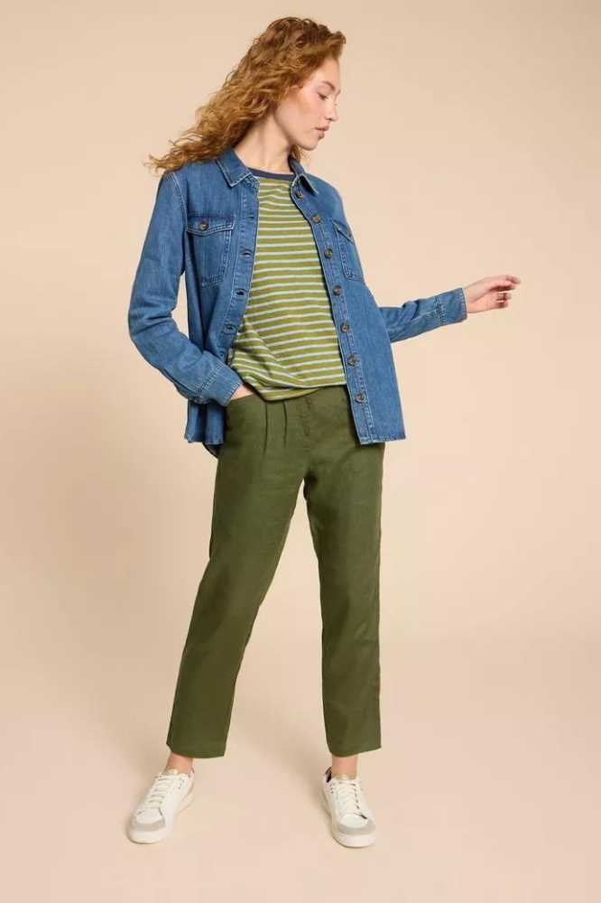 White Stuff Rowena Linen Trouser Dark Green - La Vie en Rose Damesmode