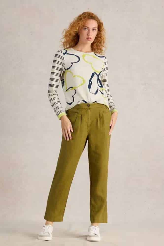 White Stuff Rowena Linen Trouser Khaki Green - La Vie en Rose Damesmode