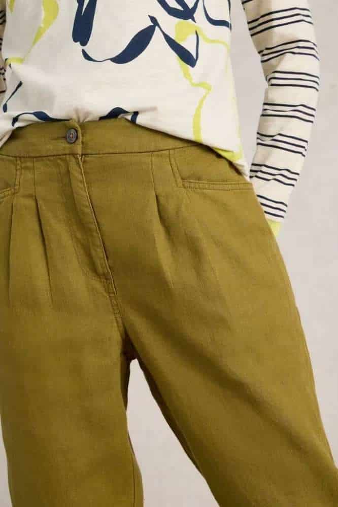 White Stuff Rowena Linen Trouser Khaki Green - La Vie en Rose Damesmode