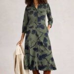 White Stuff Rua Jersey Shirt Dress Green Print - La Vie en Rose Damesmode