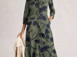 White Stuff Rua Jersey Shirt Dress Green Print - La Vie en Rose Damesmode