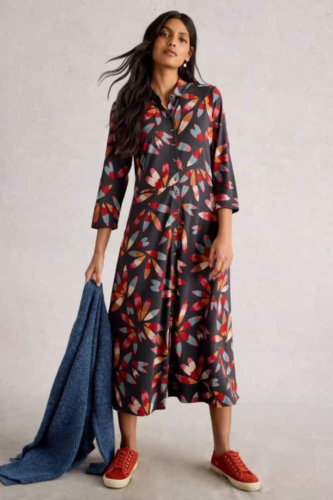 White Stuff Rua Jersey Shirt Dress Grey MLT - La Vie en Rose Damesmode