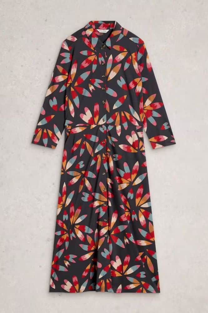 White Stuff Rua Jersey Shirt Dress Grey MLT - La Vie en Rose Damesmode