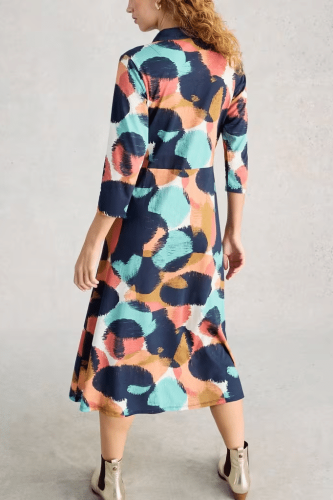 White Stuff Rua Jersey Shirt Dress Navy Multi - La Vie en Rose Damesmode
